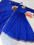 2FANCY HANDLOOK COTTON ZARI WEAVING BUTTI WORK GOWN WITH DUPATTA FESTIVE WEAR WHOLESALE PRICE ETHNIC GARMENT (15)