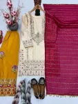 2FANCY SILK EMBROIDERY SEQUENCE WITH LACE BORDER WORK TOP PALAZZO WITH DUPATTA FESTIVE WEAR WHOLESALE PRICE ETHNIC GARMENT (22)