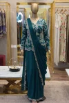 2MODERN CHINON EMBROIDERY WORK READY TO WEAR SAREE WITH FULL STITCHED JACKET AND BLOUSE PARTY WEAR WHOLESALE PRICE ETHNIC GARMENT (17)