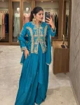 2MODERN CHINON SILK MULTI THREAD EMBROIDERY WITH SEQUENCE WORK TOP LEHENGA WITH DUPATTA FESTIVE WEAR WHOLESALE PRICE ETHNIC GARMENT (15)