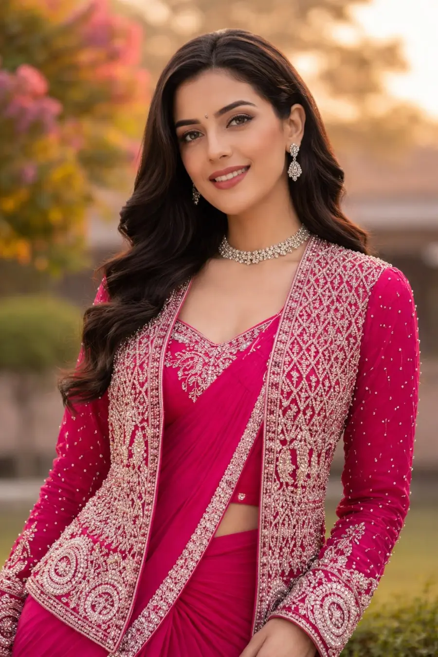 2MODERN CREPE SILK EMBROIDERY SEQUENCE LACE WORK READY TO WEAR SAREE WITH STITCHED BLOUSE AND KOTI PARTY WEAR WHOLESALE PRICE ETHNIC GARMENT (27)