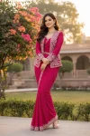 2MODERN CREPE SILK EMBROIDERY SEQUENCE LACE WORK READY TO WEAR SAREE WITH STITCHED BLOUSE AND KOTI PARTY WEAR WHOLESALE PRICE ETHNIC GARMENT (29)