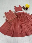 2MODERN CRUNCHY SILK PLAIN LEHENGA CHOLI WITH THREAD AND SEQUENCE WORK JACKET WEDDING WEAR WHOLESALE PRICE ETHNIC GARMENT (19)