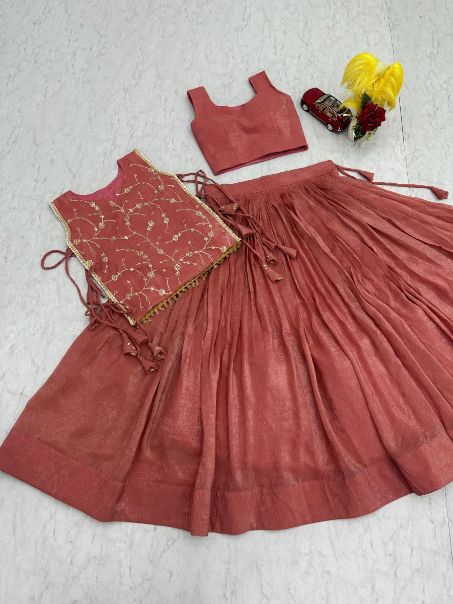 2MODERN CRUNCHY SILK PLAIN LEHENGA CHOLI WITH THREAD AND SEQUENCE WORK JACKET WEDDING WEAR WHOLESALE PRICE ETHNIC GARMENT (18)