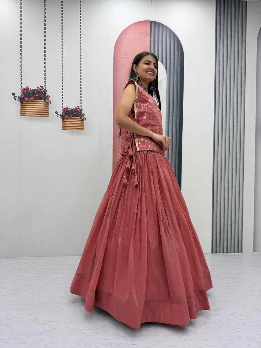 2MODERN CRUNCHY SILK PLAIN LEHENGA CHOLI WITH THREAD AND SEQUENCE WORK JACKET WEDDING WEAR WHOLESALE PRICE ETHNIC GARMENT (20)