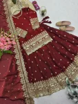 2MODERN FENDY SILK EMBROIDERY SEQUENCE WORK TOP LEHENGA WITH DUPATTA WEDDING WEAR WHOLESALE PRICE ETHNIC GARMENT (25)