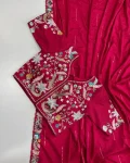 2MODERN RANGOLI SILK EMBROIDERY SEQUENCE WITH MULTI THREAD AND CUT WORK LACE SAREE WITH STITCHED BLOUSE WEDDING WEAR WHOLESALE PRICE ETHNIC GARMENT (22)