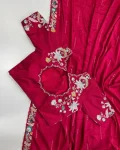 2MODERN RANGOLI SILK EMBROIDERY SEQUENCE WITH MULTI THREAD AND CUT WORK LACE SAREE WITH STITCHED BLOUSE WEDDING WEAR WHOLESALE PRICE ETHNIC GARMENT (22)