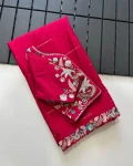 2MODERN RANGOLI SILK EMBROIDERY SEQUENCE WITH MULTI THREAD AND CUT WORK LACE SAREE WITH STITCHED BLOUSE WEDDING WEAR WHOLESALE PRICE ETHNIC GARMENT (22)