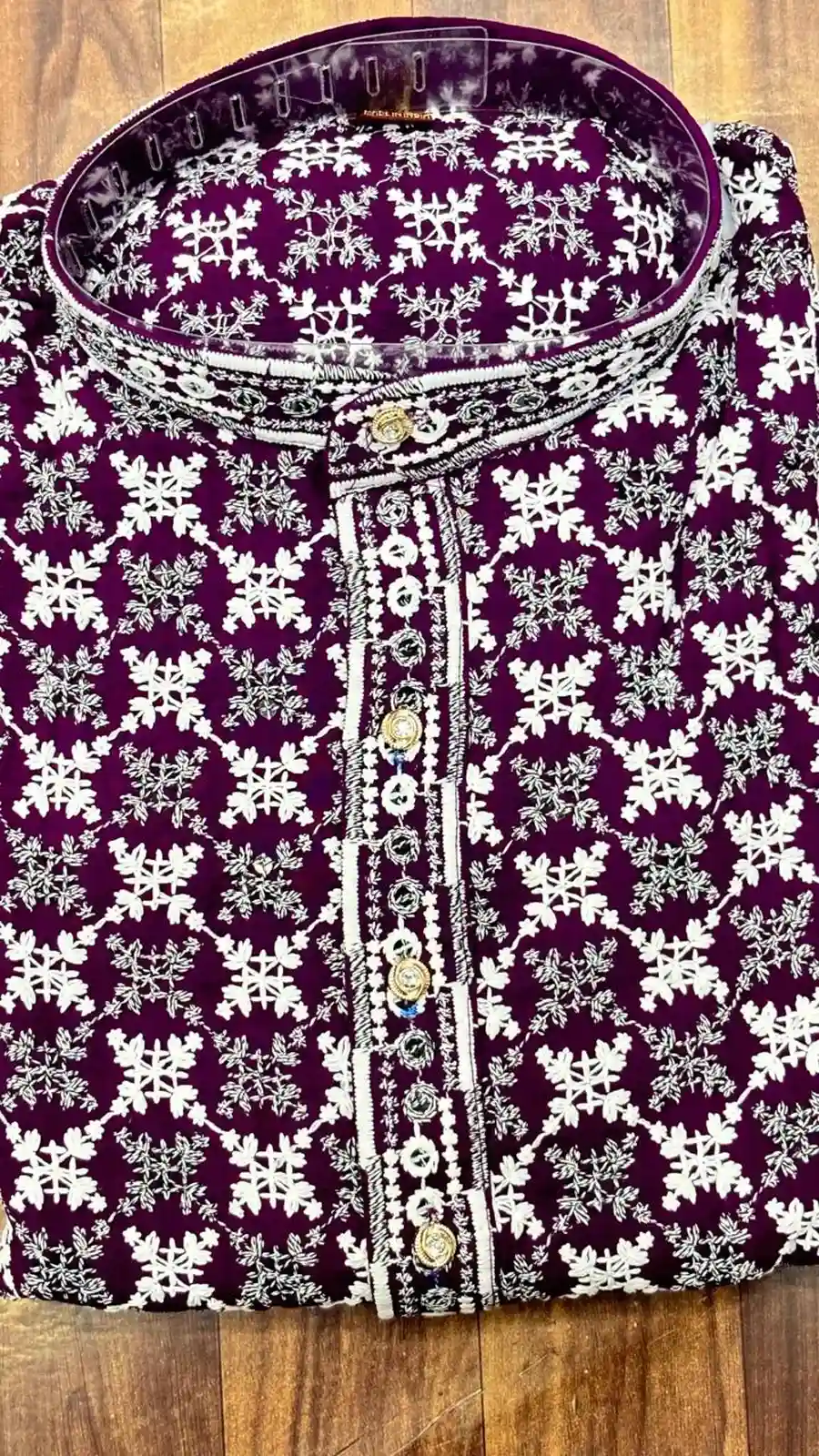 2MODERN RAYON CHIKAN WORK MEN'S KURTA PAYJAMA FESTIVE WEAR WHOLESALE PRICE ETHNIC GARMENT (7)