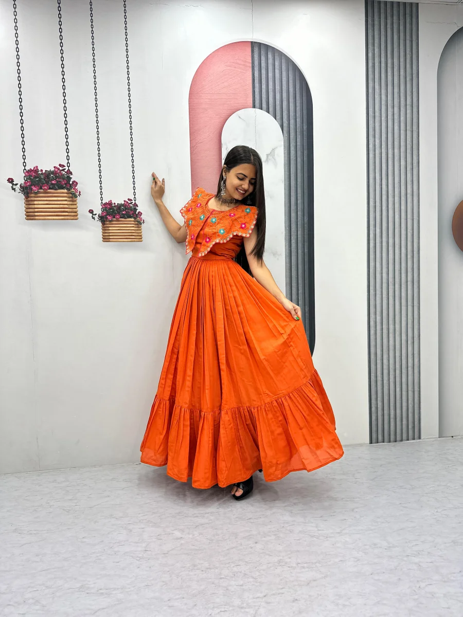 2MODERN ROMAN EMBROIDERY THREAD & KHATLI WORK GOWN FESTIVE WEAR WHOLESALE PRICE ETHNIC GARMENT (5)