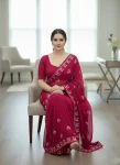 2MODERN SOFT NET CONTRAST PALLU CHIKANKARI EMBROIDERY WORK SAREE WITH UNSTITCHED BLOUSE PARTY WEAR WHOLESALE PRICE ETHNIC GARMENT (13)