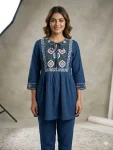 MOST PICKED RAYON EMBROIDERED WORK ONLY TOP TEAL