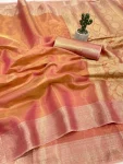 2NEW ARRIVAL BANARASI TISSUE SILK WEAVING ZARI WORK SAREE WITH UNSTITCHED BLOUSE FESTIVE WEAR WHOLESALE PRICE ETHNIC GARMENT (31)