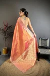 2NEW ARRIVAL BANARASI TISSUE SILK WEAVING ZARI WORK SAREE WITH UNSTITCHED BLOUSE FESTIVE WEAR WHOLESALE PRICE ETHNIC GARMENT (31)