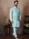 2NEW ARRIVAL MALAI SATIN OLAIN KURTA PAYJAMA WITH HEAVY WORK KOTI WEDDING WEAR WHOLESALE PRICE ETHNIC GARMENT (12)