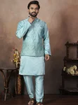 2NEW ARRIVAL MALAI SATIN OLAIN KURTA PAYJAMA WITH HEAVY WORK KOTI WEDDING WEAR WHOLESALE PRICE ETHNIC GARMENT (12)