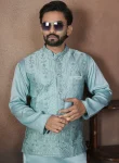 2NEW ARRIVAL MALAI SATIN OLAIN KURTA PAYJAMA WITH HEAVY WORK KOTI WEDDING WEAR WHOLESALE PRICE ETHNIC GARMENT (12)