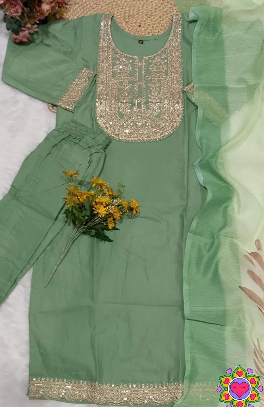 2NEW ARRIVAL SLUB COTTON CUT PASTE EMBROIDERY WORK TOP BOTTOM WITH DUPATTA FESTIVE WEAR WHOLESALE PRICE ETHNIC GARMENT (34)