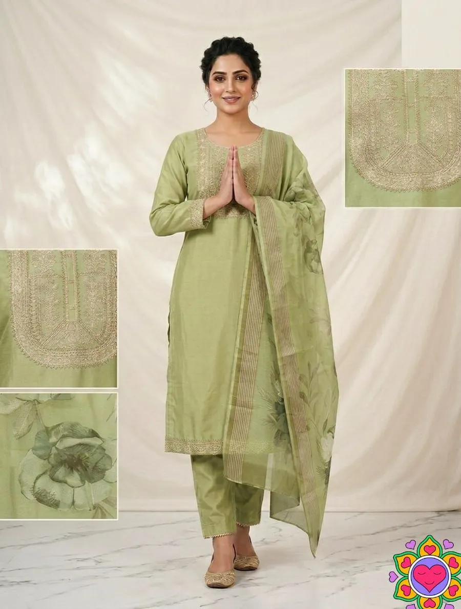 2NEW ARRIVAL SLUB COTTON CUT PASTE EMBROIDERY WORK TOP BOTTOM WITH DUPATTA FESTIVE WEAR WHOLESALE PRICE ETHNIC GARMENT (36)