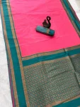 2NEW ARRIVAL TWO TONE SILK ZARI MOTIFS WITH WOVEN CONTRAST ZARI PALLU AND BORDER WORK SAREE WITH UNSTITCHED BLOUSE FESTIVE WEAR WHOLESALE PRICE ETHNIC GARMMENT (45)