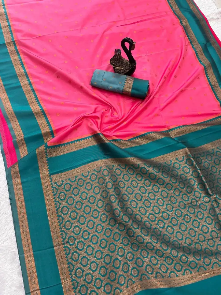 2NEW ARRIVAL TWO TONE SILK ZARI MOTIFS WITH WOVEN CONTRAST ZARI PALLU AND BORDER WORK SAREE WITH UNSTITCHED BLOUSE FESTIVE WEAR WHOLESALE PRICE ETHNIC GARMMENT (48)