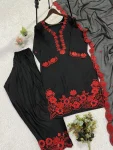 2RICH LOOK CREPE SILK SEQUENCE EMBROIDERY WORK TOP PATIYALA WITH DUPATTA CASUAL WEAR WHOLESALE PRICE ETHNIC GARMENT (1)