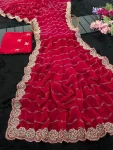 2RICH LOOK FENDY SATIN BEADS EMBROIDERY AND LINING WORK WITH CUTWORK BORDER SAREE WITH UNSTITCHED BLOUSE WEDDING WEAR WHOLESALE PRICE ETHNIC GARMENT (2)