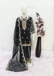 2RICH LOOK GEORGETTE EMBROIDERY, 5 MM SEQUENCE & CODING & MOTI WORK TOP PALAZZO WITH DUPATTA FESTIVE WEAR WHOLESALE PRICE ETHNIC GARMENT (8)