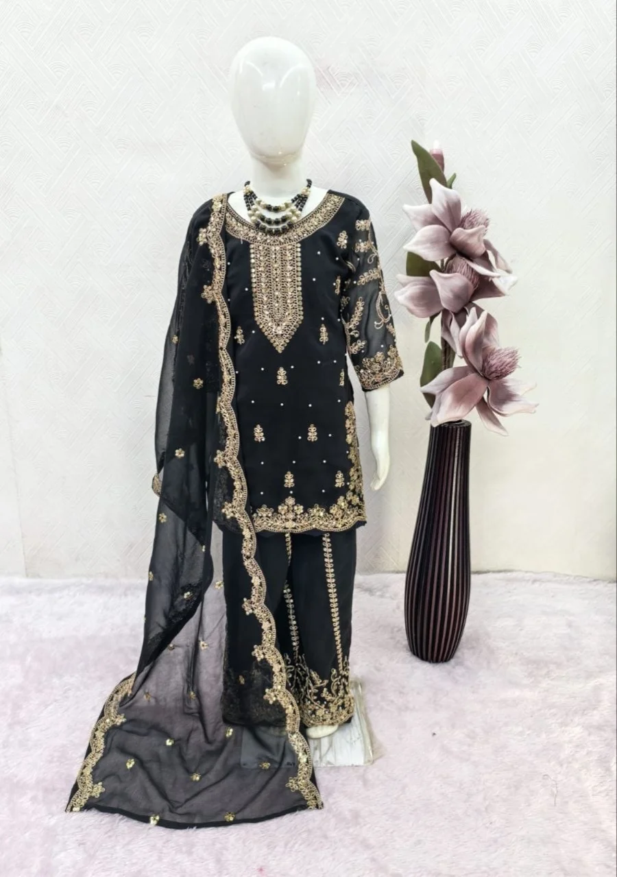 2RICH LOOK GEORGETTE EMBROIDERY, 5 MM SEQUENCE & CODING & MOTI WORK TOP PALAZZO WITH DUPATTA FESTIVE WEAR WHOLESALE PRICE ETHNIC GARMENT (7)