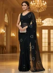 2RICH LOOK GEORGETTE HEART HANDWORK KUMUD BEADS WORK SAREE WITH UNSTITCHED BLOUSE PARTY WEAR WHOLESALE PRICE EHNIC GARMENT (3)