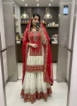2RICH LOOK GEORGETTE SEQUENCE & ZARI EMBROIDERY WITH PEARL MOTI WORK TOP SHARARA WITH DUPATTA FESTIVE WEAR WHOLESALE PRICE ETHNIC GARMENT (45)