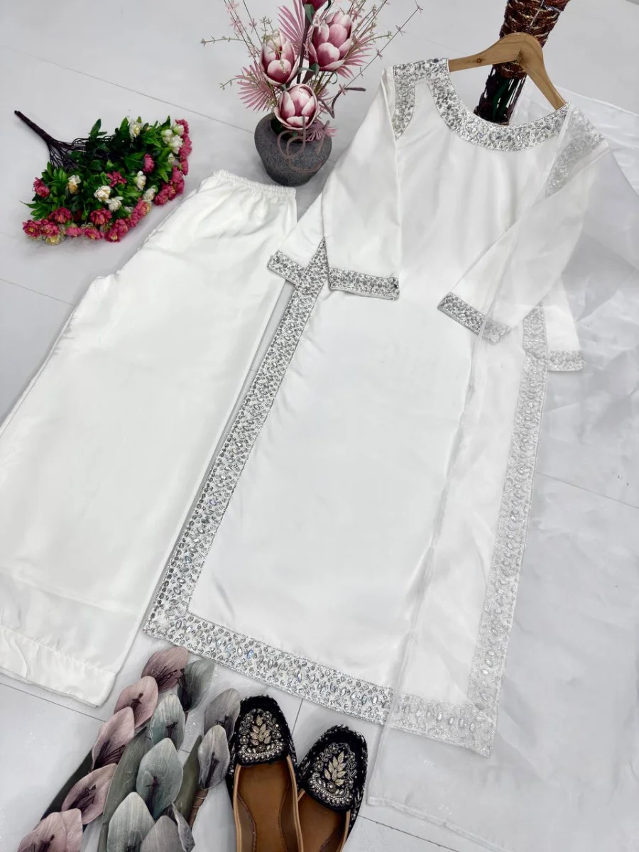 2RICH LOOK NATURAL SILK EMBROIDERY SEQUENCE WITH PEARL HAND WORK TOP PALAZZO WITH DUPATTA FESTIVE WEAR WHOLESALE PRICE ETHNIC GARMENT (6)
