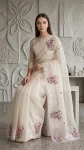 2RICH LOOK ORGANZA MULTI THREAD EMBROIDERY WORK WITH CUTWORK PATCH AND BORDER WORK SAREE WITH UNSTITCHED BLOUSE WEDDING WEAR WHOLESALE PRICE ETHNIC GARMENT (16)