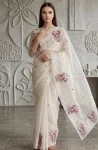 2RICH LOOK ORGANZA MULTI THREAD EMBROIDERY WORK WITH CUTWORK PATCH AND BORDER WORK SAREE WITH UNSTITCHED BLOUSE WEDDING WEAR WHOLESALE PRICE ETHNIC GARMENT (16)