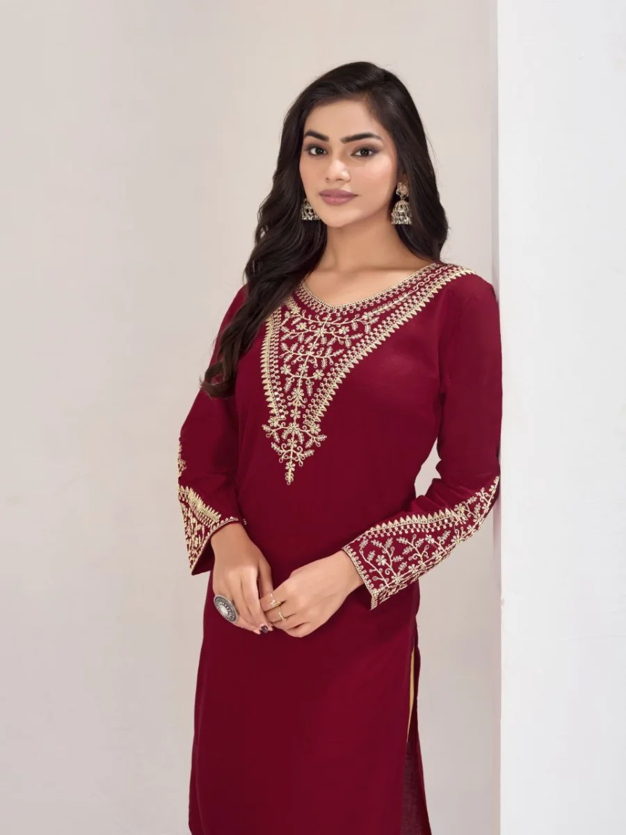 2RICH LOOK RAYON EMBROIDERY WORK KURTI PALAZZO SET FESTIVE WEAR WHOLESALE PRICE ETHNIC GARMENT (10)