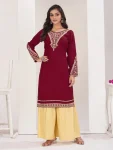 2RICH LOOK RAYON EMBROIDERY WORK KURTI PALAZZO SET FESTIVE WEAR WHOLESALE PRICE ETHNIC GARMENT (8)