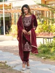 2RICH LOOK VELVET BEADS, PIPE & 3 MM SEQUENCE WORK TOP BOTTOM WITH DUPATTA FESTIVE WEAR WHOLESALE PRICE ETHNIC GARMENT (4)