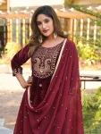 2RICH LOOK VELVET BEADS, PIPE & 3 MM SEQUENCE WORK TOP BOTTOM WITH DUPATTA FESTIVE WEAR WHOLESALE PRICE ETHNIC GARMENT (4)