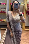 2TRENDING CHINON SEMI- BEADS EMBROIDERY WORK READY TO WEAR SAREE WITH STITCHED BLOUSE PARTY WEAR WHOLESALE PRICE ETHNIC GARMENT (8)