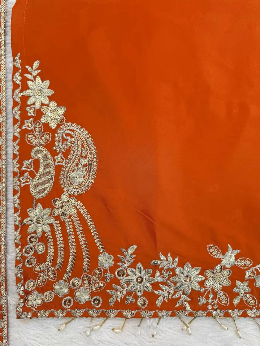 2TRENDING NATURAL CREPE THREAD WITH SEQUENCE & FANCY LACE WORK TOP PALAZZO WITH DUPATTA FESTIVE WEAR WHOLESALE PRICE ETHNIC GARMENT (9)