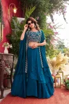 38FANCY VICHITRA SILK EMBROIDERY MOTI BEADS & SEQUENCE WORK LEHENGA CHOLI WITH SHRUG STYLE DUPATTA WEDDING WEAR WHOLESALE PRICE ETHNIC GARMENT (17)