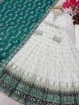 3DESIGNER GEORGETTE EMBROIDERY SEQUENCE WORK WITH FANCY BORDER GOWN BOTTOM WITH DUPATTA FESTIVE WEAR WHOLESALE PRICE ETHNIC GRAMENT (35)