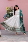 3DESIGNER GEORGETTE EMBROIDERY SEQUENCE WORK WITH FANCY BORDER GOWN BOTTOM WITH DUPATTA FESTIVE WEAR WHOLESALE PRICE ETHNIC GRAMENT (35)