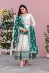 3DESIGNER GEORGETTE EMBROIDERY SEQUENCE WORK WITH FANCY BORDER GOWN BOTTOM WITH DUPATTA FESTIVE WEAR WHOLESALE PRICE ETHNIC GRAMENT (35)