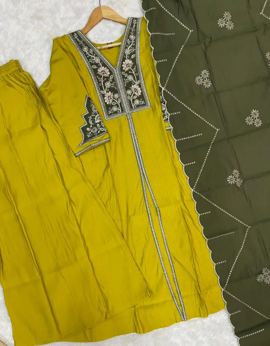 3DESIGNER ROMAN SILK MULTI EMBROIDERY THREAD WITH BEAUTIFUL HAND WORK TOP PALAZZO WITH DUPATTA FESTIVE WEAR WHOLESALE PRICE ETHNIC GARMENT (29)