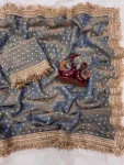 3DESIGNER TABBY SILK FLORAL PRINT WITH BEADS AND CUTDANA HANDWORK SAREE WITH UNSTITCHED BLOUSE WEDDING WEAR WHOLESALE PRICE ETHNIC GARMENT (14)