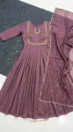 3DESIGNER VICHITRA SILK HANDWORK GOWN WITH DUPATTA FESTIVE WEAR WHOLESALE PRICE ETHNIC GARMENT (1)