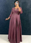 3DESIGNER VICHITRA SILK HANDWORK GOWN WITH DUPATTA FESTIVE WEAR WHOLESALE PRICE ETHNIC GARMENT (1)