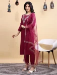 3FANCY BLEND COTTON EMBROIDERY WORK TOP BOTTOM WITH DUPATTA FESTIVE WEAR WHOLESALE PRICE ETHNIC GARMENT (2)